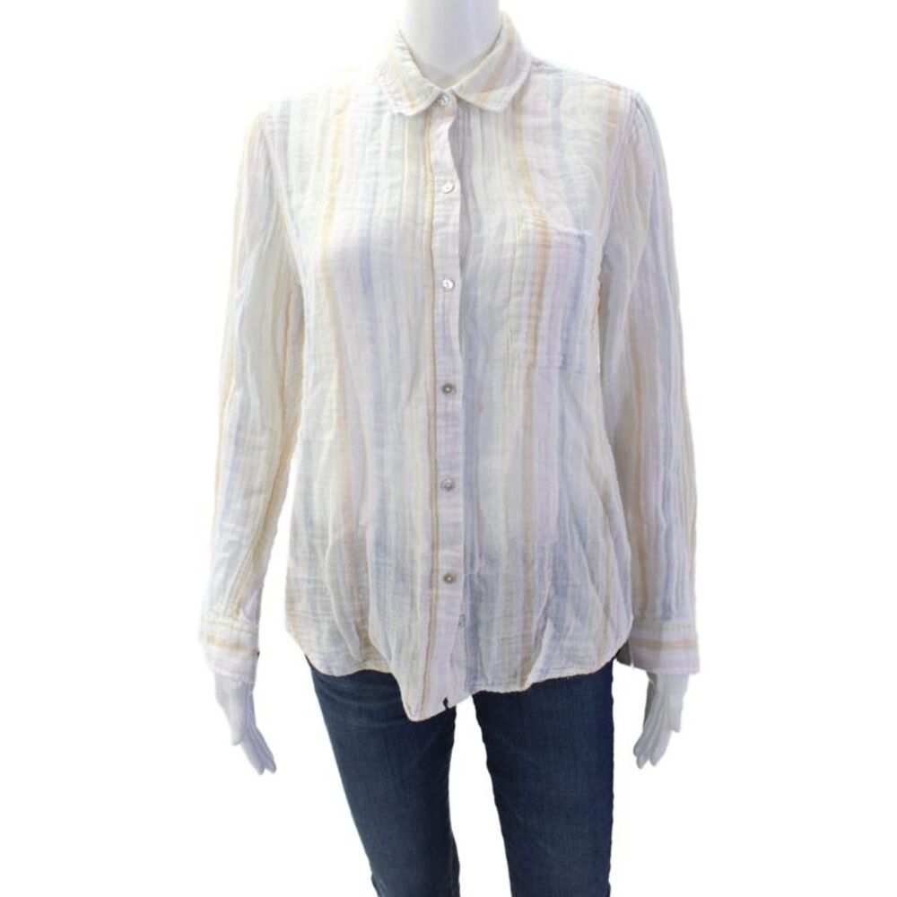 Rails Women Striped Cotton Collared Button-Up Long Sleeve Bohemian Size M